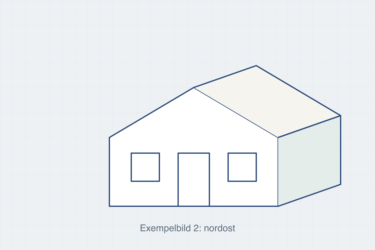 Samma modell sedd från nordost med tak och fönster